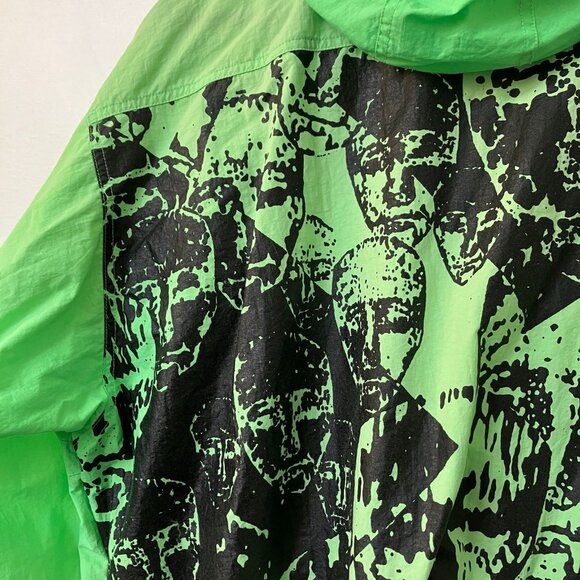 Vintage 1990 Bodyglove Windbreaker Jacket Mens Green Graphic Hooded Nylon - Picture 14 of 16